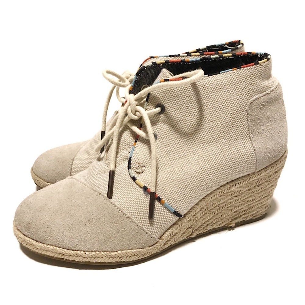 Toms Whisper Desert Wedge Burlap Suede Espadrille Ankle Boots